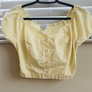 White and yellow striped crop top